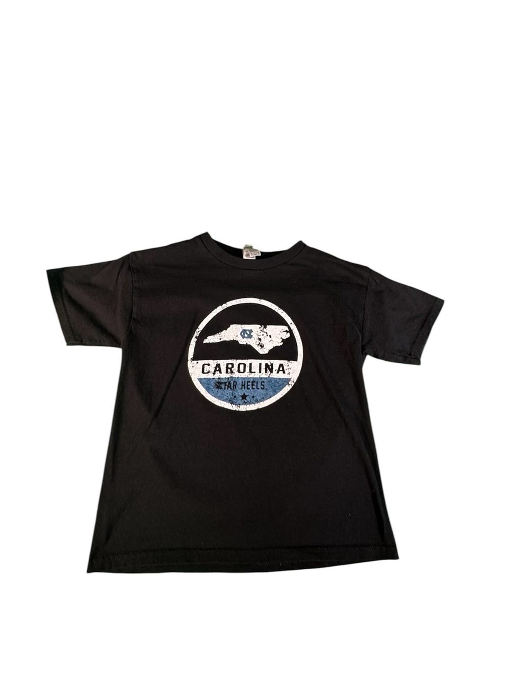 UNC Carolina Tar Heels T-Shirt Youth Large Black Distressed Graphic Gildan